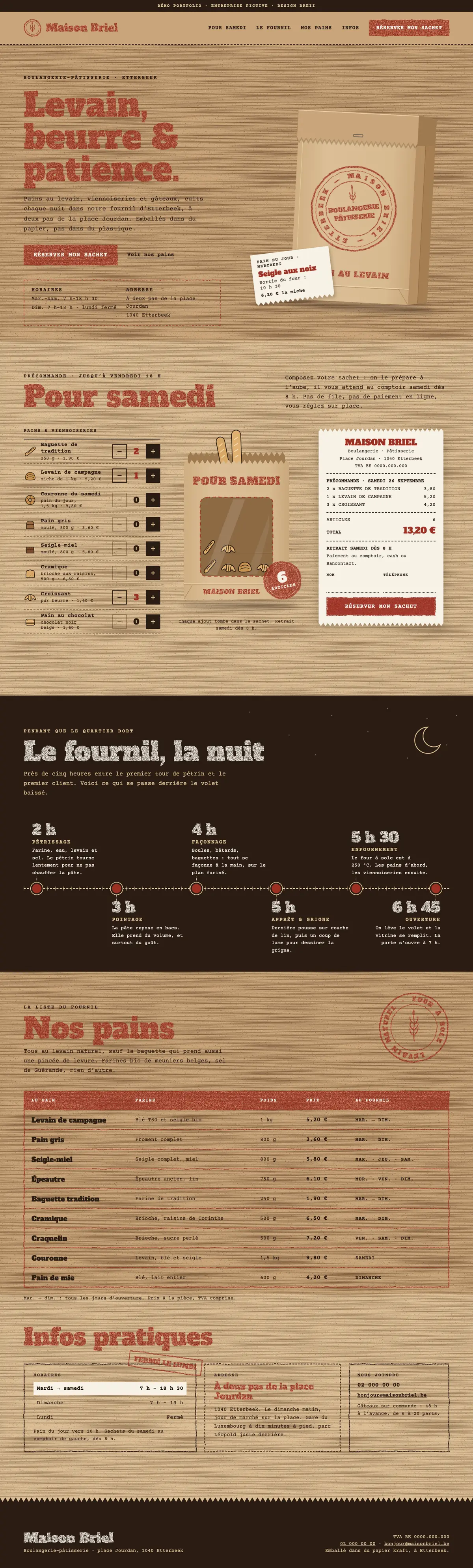 Maquette Maison Briel, style Sachet : page d'accueil complète.