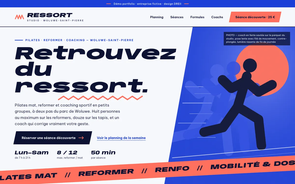 Maquette Studio Ressort, style Mouvement.