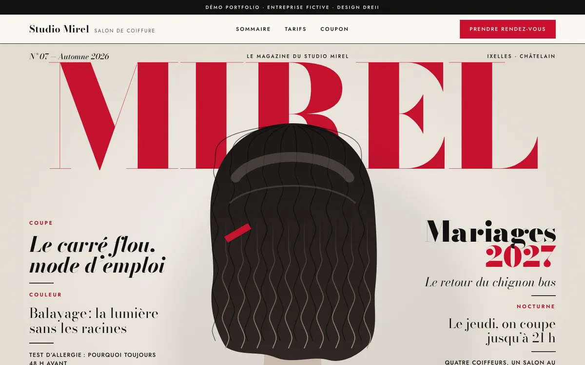 Maquette Studio Mirel, style Magazine.
