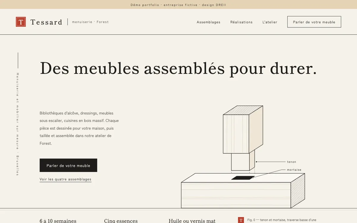 Maquette Tessard Menuiserie, style Assemblages.